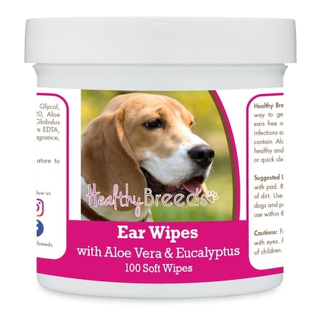 Healthy Breeds Beagle Ear Cleaning Wipes with Aloe & Eucalyptus for Dogs, 100PK 192959823011